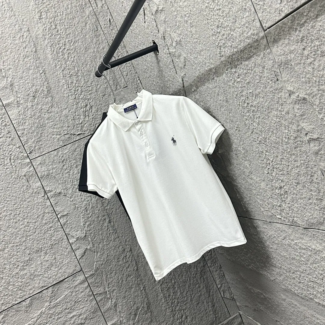 🅿️180 Ralph Lauren POLO 2025 Spring and Summer New Style Simple logo small embroidery pique fabric Short-sleeved polo for men and women Size: M L XL 2XL 3XL Color: Black White